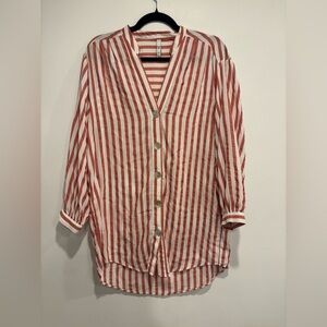 Zara Oversized Red and White Striped Top